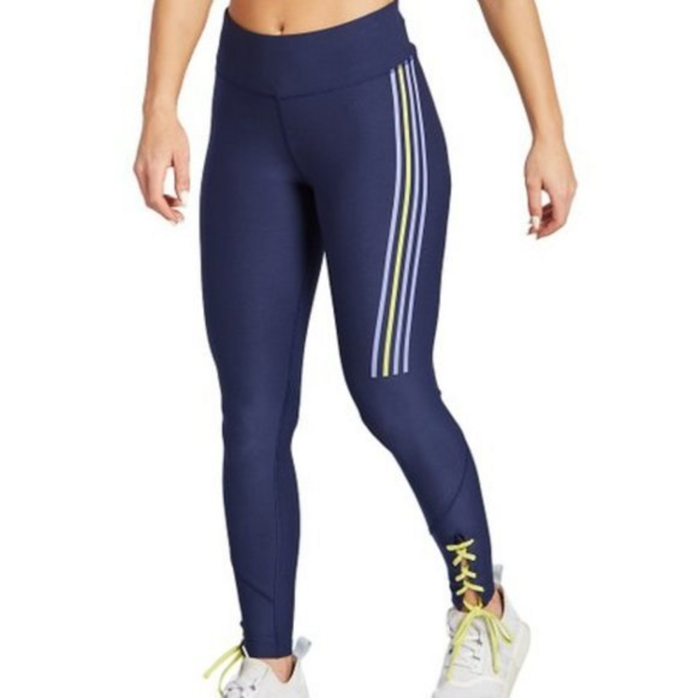 Splendid Blue Stripe-Accent Lace-Up Leggings